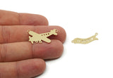 Brass Airplane Banner Charm, Flying Airplane Connector, Happy Banner Pendant, Jewelry Findings for Necklace (55x20x0.60mm) SMP3292
