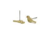 Brass Bird Earring, 8 Raw Brass Bird Stud Earrings (5x12x1.2mm) SMP3287