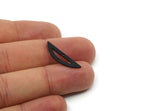 Semi Circle Charm, 12 Oxidized Black Brass Half Moon Connectors With 2 Holes (26x6x1mm) A3621
