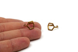 Brass Hexagon Ring - 5 Raw Brass Adjustable Hexagon Ring - (13-14mm) Mn70