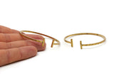 T Bar Bracelet, Raw Brass Wire T Bar Bracelet Bangle Cuff E307