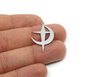 Steel Star Charm, 10 Stainless Steel Crescent Moon Charms With 1 Loop, Earring Findings (31x20.5x0.80mm) SMP3056