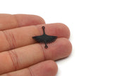 Black Bird Charm, 12 Oxidized Black Brass Stork Charms With 2 Loops, Brass Connectors (24x22x0.60mm) A3874