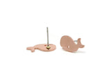 Copper Whale Earring, 8 Raw Copper Tiny Whale Shaped Stud Earrings, Animal Jewelry, Findings (7.5x15x0.80mm) SMP2917 SY0383 SY0420