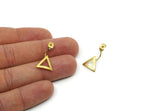 Brass Back Stoppers, 6 Raw Brass Triangle Earring Studs Back Stoppers (23x13mm) E364