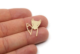 Brass Fox Charm, 10 Raw Brass Fox Charms, Findings (25x16.5x0.60mm) SMP2957
