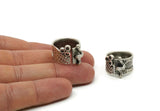 Silver Ethnic Ring, Antique Silver Plated Brass Adjustable Ring Setting N0156 H0327