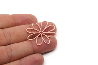 Copper Flower Charm, 2 Raw Copper Flower Charms, Earring Findings (33x30x0.80mm) SMP2893