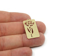 Customized Charm, For Jewelry Making Brass/Steel/Copper Geometric Shaped Flower Charm With 1 Loop, Rectangle Jewelry (25mm) SMP3173