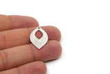 Silver Marquise Charm, 6 Antique Silver Plated Brass Oval Shaped Charms With 1 Hole (26.5x16x0.60mm) A5659