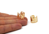 Gold Ring Setting, 2 Gold Plated Brass Adjustable Ring Settings - (16x17mm) / 23 Gauge MN16 Q0317