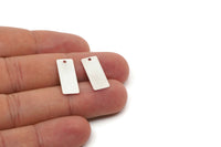 Silver Rectangle Bar, 12 Antique Silver Plated Brass Rectangle Blanks, Charms  (20x8mm) Brs 161 A0384