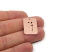 Copper Rectangle Charm, 4 Raw Copper Branch Patterned Rectangle Shaped Charms With 1 Hole, Findings (25x17x0.80mm) SMP2902