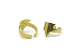 Brass Triangle Ring, 2 Raw Brass Adjustable Triangle Ring N0089