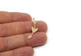 Custom Heart Charms for Jewelry Making, Personalized Brass, Copper, Stainless Steel Branch Pendant With 1 Loop (35x9x0.80mm) SMP3282