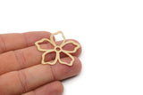 Brass Flower Charm, 4 Raw Brass Flower Charms, Brass Earring Charms, Brass Charms for Jewelry Making (38x39x0.60mm) SMP2931