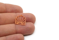 Copper Sun Charm, 6 Raw Copper Sun Charms With 1 Loop, Earring Findings (18x15x0.80mm) SMP2795