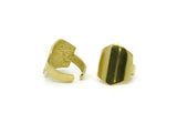 Brass Hexagon Ring, 2 Raw Brass Adjustable Hexagon Rings N0114
