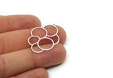 Silver Geometric Charm, 4 Antique Silver Plated Brass Earring Charms, Circle Charms With 1 Loop (35x25x0.80mm) SMP1252 SY0359