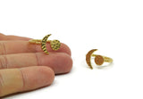 Brass Universe Ring, 2 Hammered Raw Brass Adjustable Moon And Planet Rings N0129