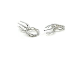 Silver Claw Ring, Silver Tone Brass Adjustable Ring Blanks With 6 Claw For Natural Stones N0116