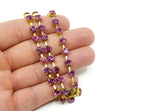 Rhinestone Chain, 1 Meter Fuchsia Crystal Rhinestone Chain With Brass Frame (6mm) Z045