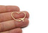 Brass Airplane Charm, Raw Brass Heart Charms With 2 Loops, Necklace Pendants, Connector Findings (23.5x30x0.80mm) SMP3308