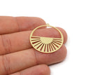 Brass Round Charm, 4 Raw Brass Rising Sun Charms With 1 Loop, Charm Pendants, Earring Findings (32x30x0.60mm) SMP2759