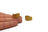 Brass Ethnic Ring, Raw Brass Fish Scale Textured Adjustable Ethnic Rings (16mm) E410