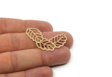 Brass Leaf Charm, Raw Brass Leaf Charms With 2 Loops, Connectors, Bracelet Connector, Necklace Findings (23x40x0.60mm) SMP3310