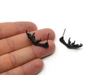 Black Paw Earring, 2 Oxidized Black Brass Bird Paw Stud Earrings (33x15mm) N1078