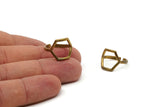 Brass Hexagon Ring - 5 Raw Brass Adjustable Hexagon Rings - (15-16mm) Mn80