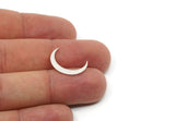 Silver Moon Blank, 12 Antique Silver Plated Brass Crescent Moon Shaped Blanks, Findings (18.5x3x0.60mm) A4972