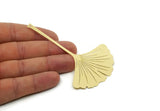 Brass Earring Charm , 2 Raw Brass Ginkgo Leaf Earring Charms With 1 Hole Pendants, Findings (96x60x0.40mm) E528