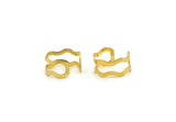 Gold Ring, 4 Gold Plated Brass Adjustable Wavy Rings Q0221