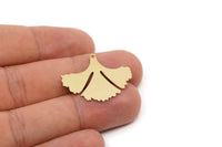 Brass Leaf Charm, 6 Raw Brass Ginkgo Leaf Charms With 1 Loop, Charm Pendants (24x30x0.60mm) SMP2756
