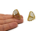 Brass Cage Ring - 2 Raw Brass Adjustable Cage Rings Mn76