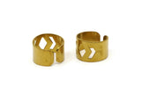 Brass Ring, 4 Raw Brass Adjustable Chevron Rings A0883