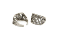 Silver Ring Settings, 2 Antique Silver Plated Brass Adjustable Duke Rings N0020