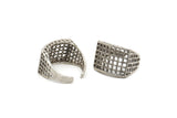 Silver Ring Settings, 2 Antique Silver Plated Brass Adjustable Duke Rings N0020