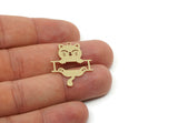 Brass Cat Charm, Raw Brass Cat Charms With 1 Loop, Animal Jewelry, Findings (30x23x0.60mm) SMP3314