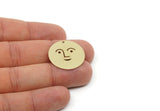 Customized Charm, For Jewelry Making Brass/Steel/Copper Geometric Shaped Face Charm With 1 Hole, Round Personalized Jewelry (25mm) SMP3169