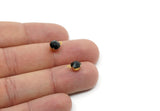 Brass Bead, 8 Raw Brass Jet Crystal Rhinestone Prong Setting 4 Hole Slider SS29 Y158