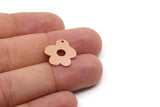Copper Flower Charm, 6 Raw Copper Flower Charms With 1 Hole, Earring Findings (18x17x0.80mm) SMP2895