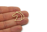 Brass Horse Charm, 6 Raw Brass Horse Charms With 1 Loop, For Jewelry Making (27x26x0.80mm) SMP3100