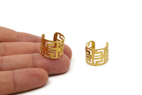 Brass Ring Setting - 5 Raw Brass Adjustable Ring Settings - (16x17mm) / 23 Gauge MN16