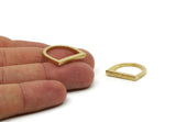 Brass D Ring, 2 Raw Brass Hammered D Shape Rings (17mm) N0163