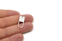 Silver D Shaped Charm, 6 Antique Silver Plated Brass D Shaped Charms With 1 Hole, Earrings, Findings (26x9x1mm) A5021