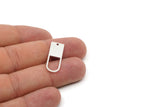 Silver D Shaped Charm, 6 Antique Silver Plated Brass D Shaped Charms With 1 Hole, Earrings, Findings (26x9x1mm) A5021