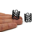 Black Honeycomb Ring, Oxidized Black Brass Adjustable Honeycomb Rings N0014 S195